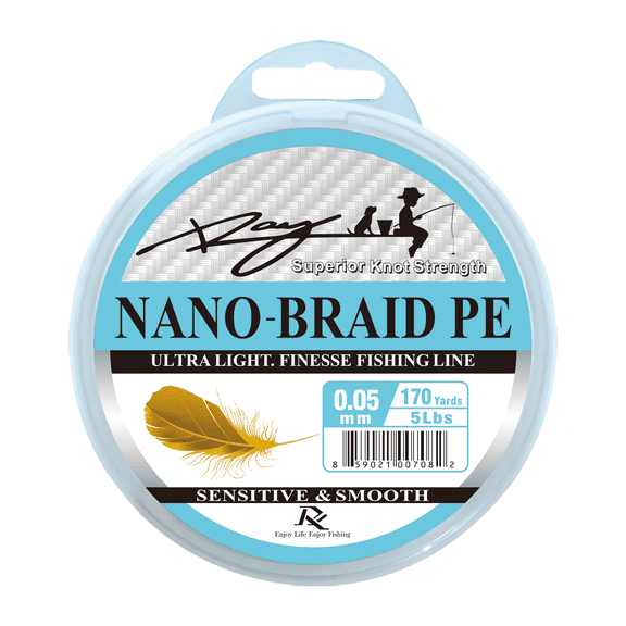 Ultra Slim Braided PE Fishing Line, Strong Knot Strength, Deign for Ultra Light Freshwater Fishing, Come with 3lb Test or 5lb Test, 170Yds Each Spool (Turquoise, 0.05mm-5Lbs)