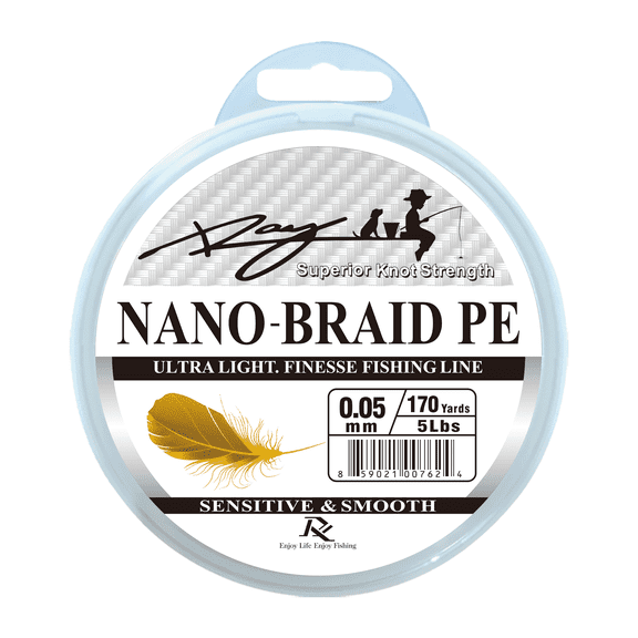 Ultra Slim Braided PE Fishing Line, Strong Knot Strength, Deign for Ultra Light Freshwater Fishing, Come with 3lb Test or 5lb Test, 170Yds Each Spool (White, 0.05mm-5Lbs)