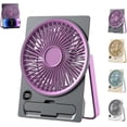 thumbnail image 1 of Ultra Slim Card USB Rechargeable Mini Fan, Ultra-Quiet Portable Mini Desk Fan with Phone Holder & LCD Display, Slim Card Fan with 6 Speeds for Office, Home, Travel (Purple), 1 of 7