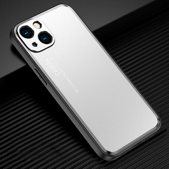Ultra Slim Case for iPhone 13, Military Grade Aluminum Back Soft Silicone Shockproof Non-Fingerprints Case with Metal Lens Protection Matte Thin Fit Protective Cover for iPhone 13,Silver