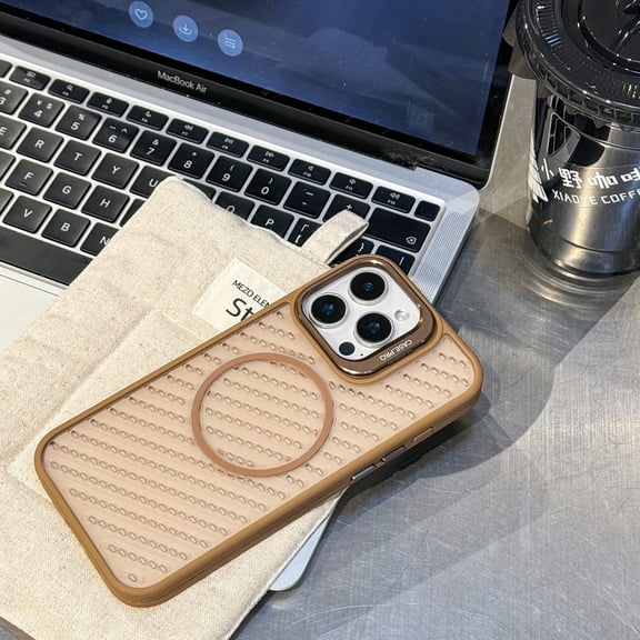 Ultra Slim Case for iPhone 15 Pro, TPU+PC Material, Heat Dissipation, Compatible with MagSafe, Lightweight Drop Protective Cover with Camera Frame Bracket for iPhone 15 Pro, Gold