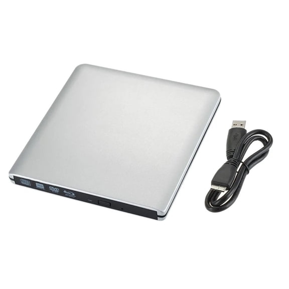 Ultra-Slim External Optical Drive with 4K Blu-Ray Burning, USB 3.0, DVD Play, 3D Blu-Ray R/W, CD/DVD Burner