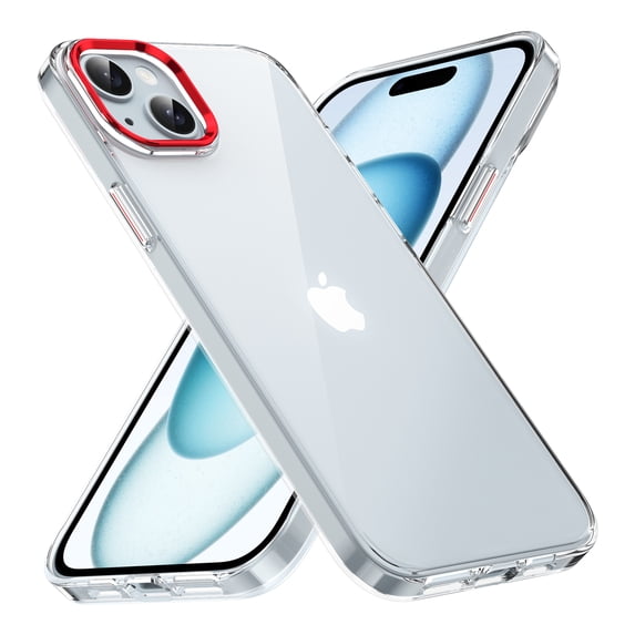 Ultra Slim Fit Phone Case for Apple iPhone 15, Crystal Clear Back Cover Anti-Scratch Shockproof Bumper Not-Yellowing Drop Protective Lightweight Case Cover for Women Men, Red