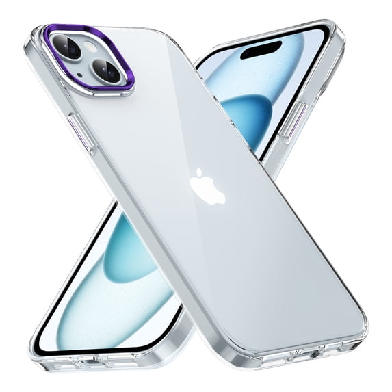 Ultra Slim Fit Phone Case for Apple iPhone 15 Plus, Crystal Clear Back Cover Anti-Scratch Shockproof Bumper Not-Yellowing Drop Protective Lightweight Case Cover for Women Men, Purple