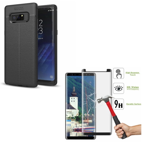 Ultra Slim Fit TPU Case Reinforced Bumper Cover w Tempered Glass Screen Protector 5D [Case Friendly] Compatible With Samsung Galaxy Note8