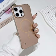 Ultra Slim Frameless Magnetic Phone Case For iPhone 14,Compatible with MagSafe,Matte PC Shockproof Rugged Anti-fall Ultra Thin Fit Minimalist Design Phone Case Cover,Gold