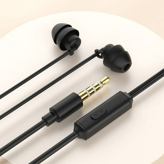 Ultra-Slim In-Ear Sleep Buds with HD Sound & Dual Noise Blocking, Wired Earbuds with Microphone, HiFi Stereo, Noise-Cancelling Mic