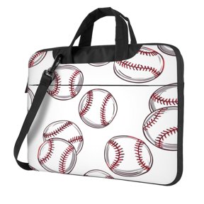 Ultra Slim Laptop Bag Waterproof Computer Case Shoulder Crossbody Tote With Padded Strap Side Storage 13 Inch Baseball Theme Sporty Dynamic Style White Baseballs With Red Stitching