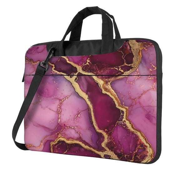 Ultra Slim Laptop Bag Waterproof Computer Case Shoulder Crossbody Tote With Padded Strap Side Storage 13 Inch Purple Red Marble