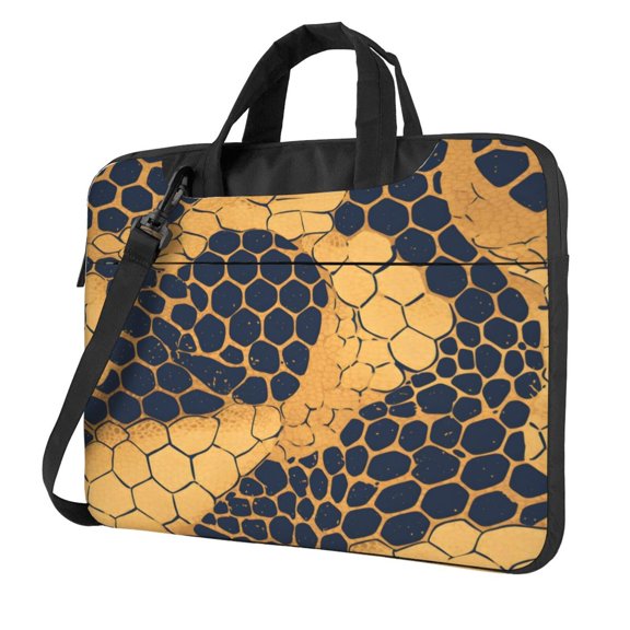 Ultra Slim Laptop Bag Waterproof Computer Case Shoulder Crossbody Tote With Padded Strap Side Storage 13 Inch Snake Skin Print Style Doderblue_3