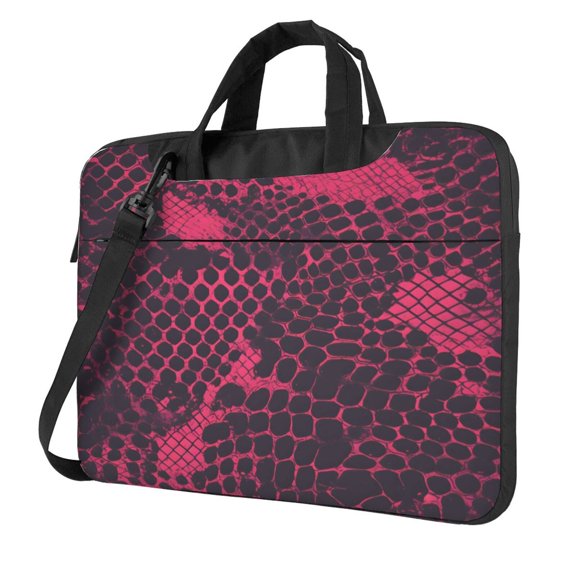 Ultra Slim Laptop Bag Waterproof Computer Case Shoulder Crossbody Tote With Padded Strap Side Storage 13 Inch Snake Skin Print Style Palevioletred_2