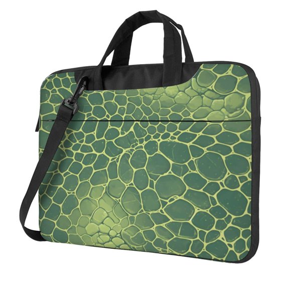Ultra Slim Laptop Bag Waterproof Computer Case Shoulder Crossbody Tote With Padded Strap Side Storage 14 Inch Snake Skin Print Style Lightgreen_4
