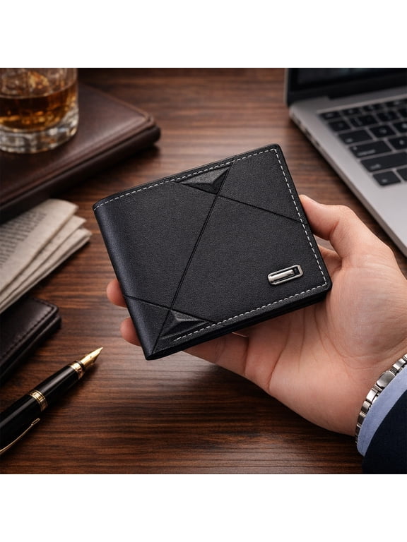 Ultra Slim Leather Wallet for Men with RFID Protection, Minimalist Bifold Design with Multiple Card Slots, Compact and Functional Money Holder