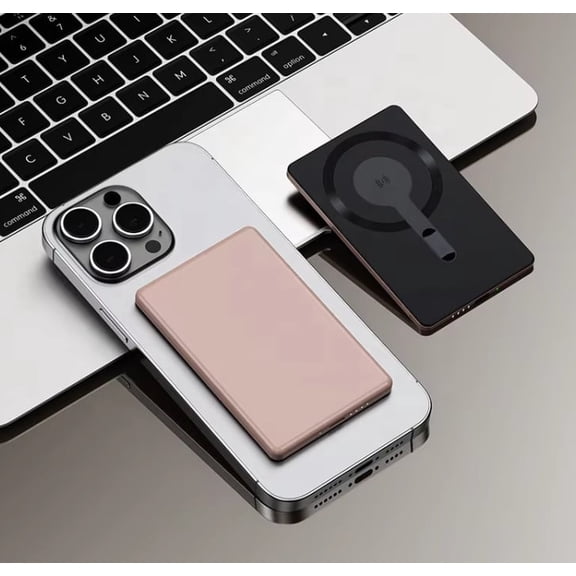 Ultra Slim Magnetic Power Bank Magnetic Charger 10000mah Slim Wireless Charger, 15w, Pink