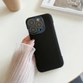 thumbnail image 1 of Ultra Slim Phone Case for iPhone 15, PU Leather Ultra-Thin Bumper Frameless Borderless Minimalist Design with Camera Lens Protector for Men Women Girls,Solid Color Case,Black, 1 of 6