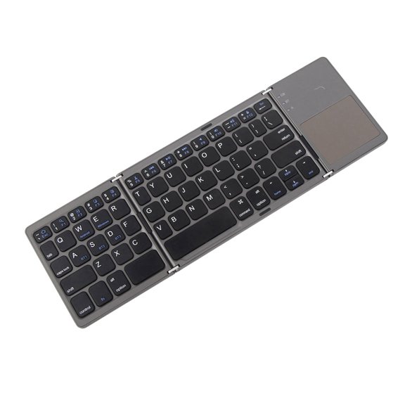 Ultra-Slim Portable Bluetooth Folding Keyboard with Touchpad, Compatible with iOS, Android, Windows, Black