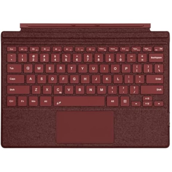 Ultra-Slim Portable Wireless Bluetooth Type Cover Keyboard with Multi-Touch Trackpad & 7 Adjustable Backlight Colors for Microsoft Surface Go / Go 2 / Go 3 / Go 4 Protective Keyboard Case,Wine Red