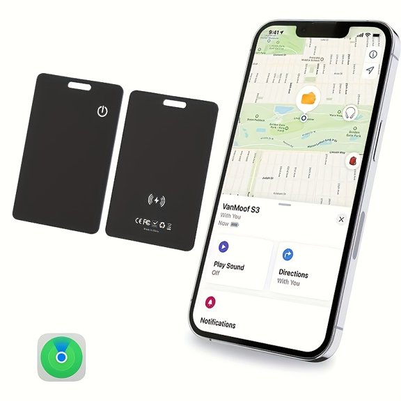 Ultra-Slim Rechargeable Anti-Lost Card Tracker, Compatible with Apple Find My iOS Only, Portable Item Locator for Pets Keys Belongings, Anti-Misplacement Smart Tracking Tag