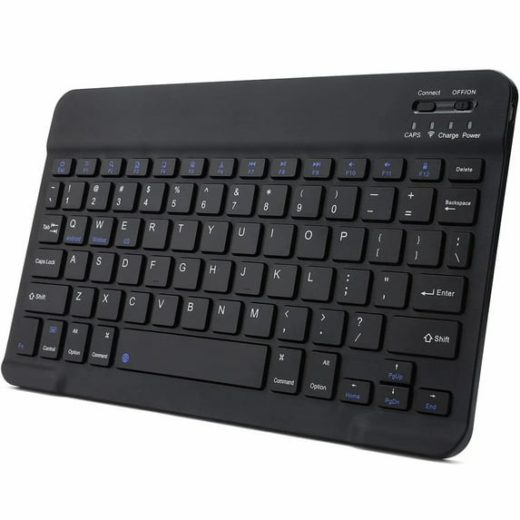 Ultra-Slim Rechargeable Bluetooth Keyboard Portable Compact Wireless Keyboard for Android Windows Samsung Galaxy Tab Tablet Smartphone Cell Phone iOS iPhone iPad,(Black)