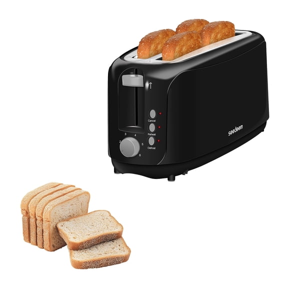【Ultra-Slim Space-Saving】4-Slice Long Slot Toaster, Dual 10-Inch Slots, 6 Shade Settings with Cancel/Reheat/Defrost, Removable Crumb Tray, Easy to Store Vertically