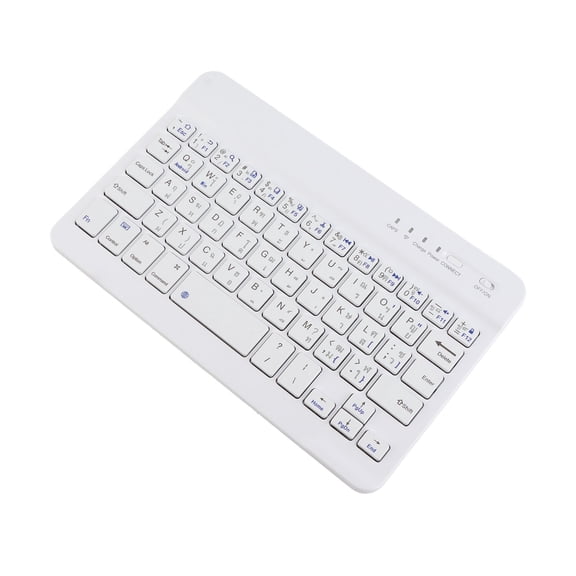 Ultra Slim Thai English Wireless Bluetooth Keyboard 7-8 in Portable Scissor Keyboards for Android Windows Tablet Laptop, White