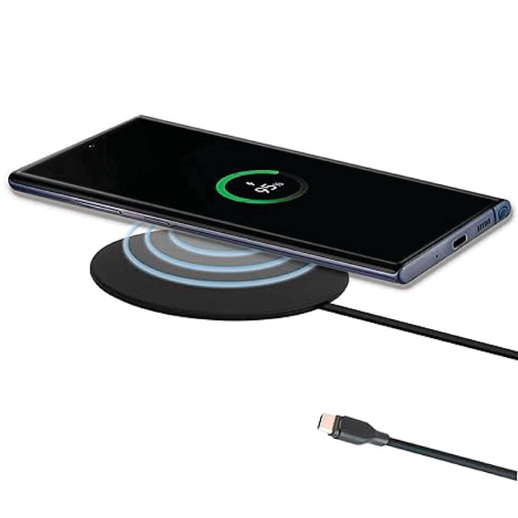 IJS Ultra Slim 15W Round Wireless Charger – Fast Universal Charging Pad for iPhone, Samsung & All Phones With Wireless Charging