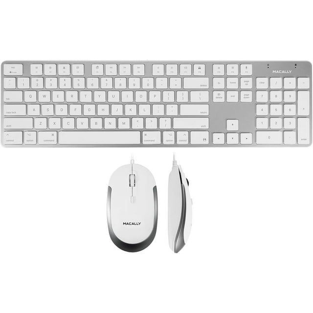 Ultra Slim Wired Keyboard And A Silent Wired Mouse, Simplistic Apple