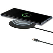 Ultra Slim Universal Fast Wireless Charger - Phone Charger Compatible with All Qi Enabled Phones - Smart Round Fast Charging Pad for Multiple Devices (Black)