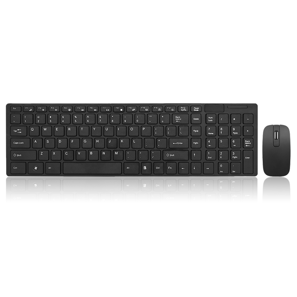 Ultra Slim Wireless Keyboard and Mouse Combo, 2.4GHz Full-Sized Silent Wireless Keyboard and Mouse Combo with USB Receiver for Laptop, PC - image 1 of 7