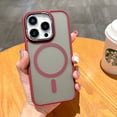 thumbnail image 1 of Ultra-Slim for iPhone 15 Pro Magnetic Case, [Military Grade Drop Tested][Compatible with MagSafe] Shockproof Protective Translucent Matte Hard Back Soft Silicone Edge Phone Cover 6.1", Red, 1 of 9