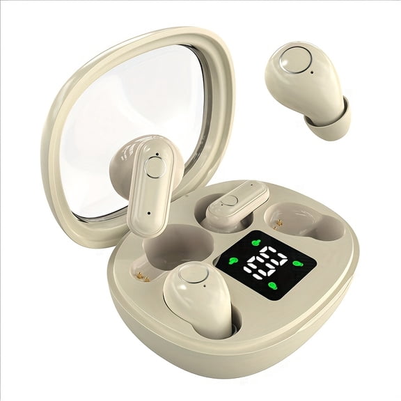 Ultra Small Mini Sleep, Short Handle Sports Wireless Earphones, HiFi Bass Stereo Dual Sound Quality 5.4 Wireless Earphones, Comfortable Noise Reduction Wearing, High-definition Digital Display With