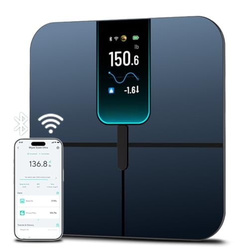 Ultra, Smart Scale with 4.3" Color Display, Digital Bathroom Scale for Body Weight BMI Muscle Mass Composition, Wi-Fi & Bluetooth Body Fat Scale with Heart Rate, 400 lbs (Black)