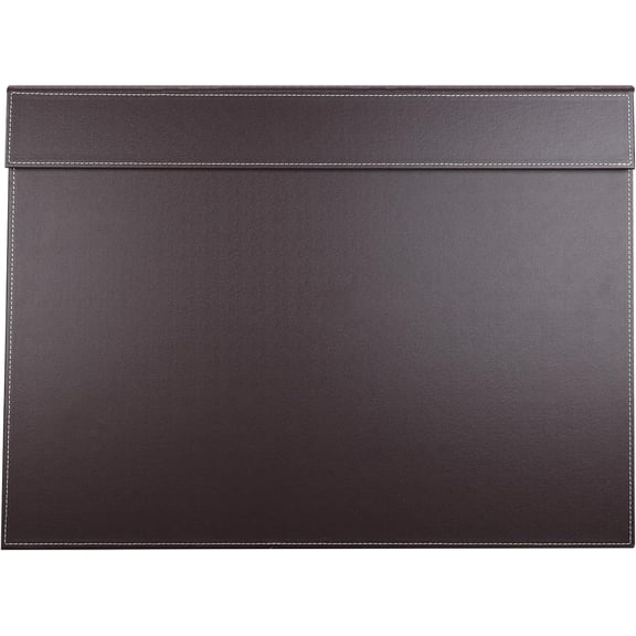 Ultra-Smooth PU Leather Desk Pad & Mat Office Desk Drawing & Writing Board A3/ A4 File Paper Clip Table Protector Mat on Top Large 24''x18'' (Brown)
