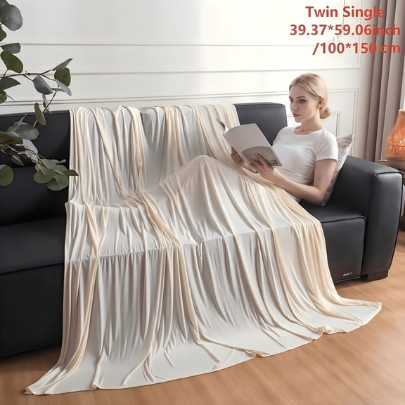 Ultra Smooth Summer Blanket, Cool & Lightweight Thin Throw, Soft Breathable Washable Bedding
