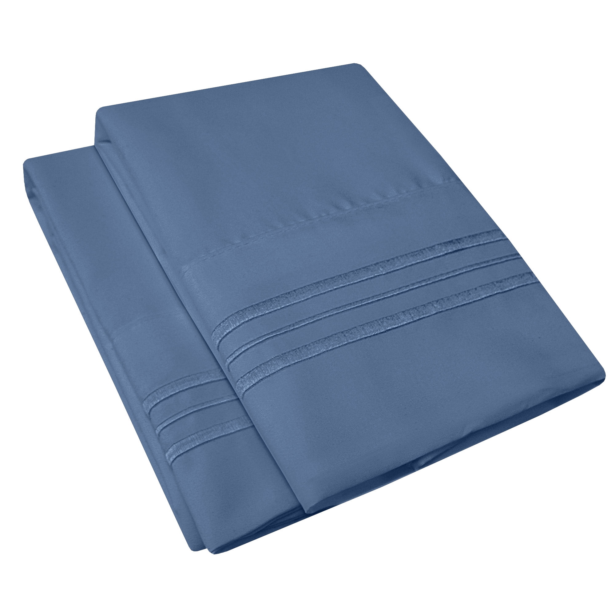 Ultra-Soft 1500 Series Microfiber Embroidered Pillowcase-2 Pack - Denim King