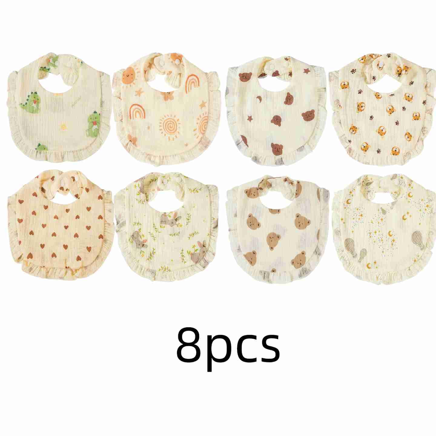 Ultra Soft 4-Layer Baby Burp Cloths - Highly Absorbent Leak-Proof Wave Print (9.45x11in), 8-Pack Skin-Friendly for Newborns, Essential for Feeding/Drooling/Tummy Time