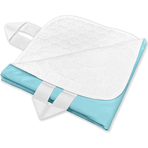 Ultra Soft 4-Layer Washable and Reusable Incontinence Bed Pads with 4 Convenient Handles to Assist in Home Health Care, 31X47 Inch