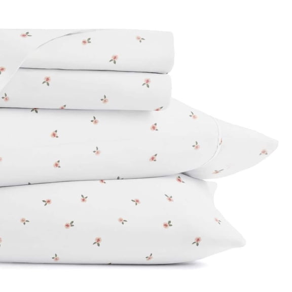 Ultra Soft 4-Piece Pink Ditsy Flowers Patterned Microfiber Queen Sheet Set