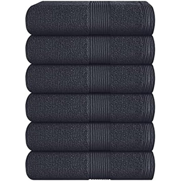 Ultra Soft 6-Piece Hand Towel Set 16x28-100% Ringspun Cotton - Durable & Highly Absorbent Hand Towels - Ideal for use in Bathroom, Kitchen, Gym, Spa & General Cleaning - Charcoal Grey