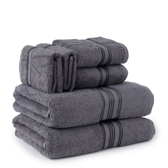 Ultra Soft 6 Piece Premium Cotton Towel Set, Includes 2 Bath Towels 30x54 in, 2 Hand Towels 16x30 in & 2 Wash Cloths 13x13 in, Ideal for Everyday use, Compact & Durable - Gray