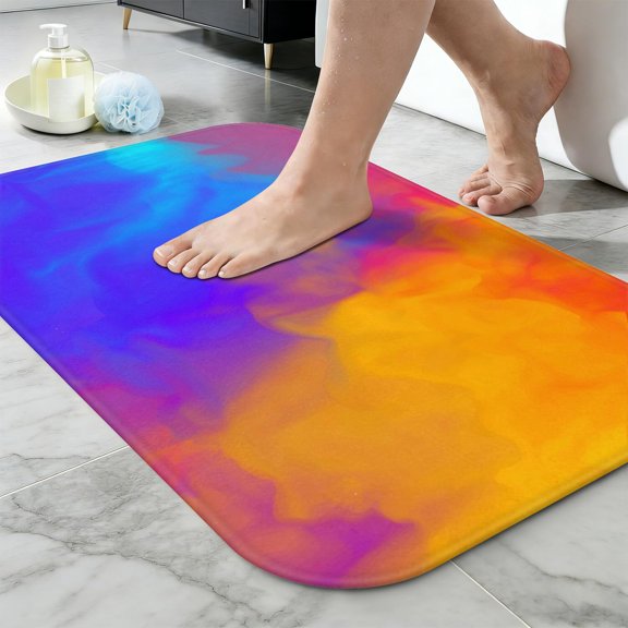 Ultra Soft Absorbent Bath Mat 20x31.5 Inch Fluid Smoke Aurora Art Style, Aurora Print