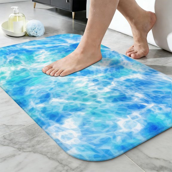 Ultra Soft Absorbent Bath Mat 20x31.5 Inch Fluid Smoke Aurora Art Style, Aurora Print