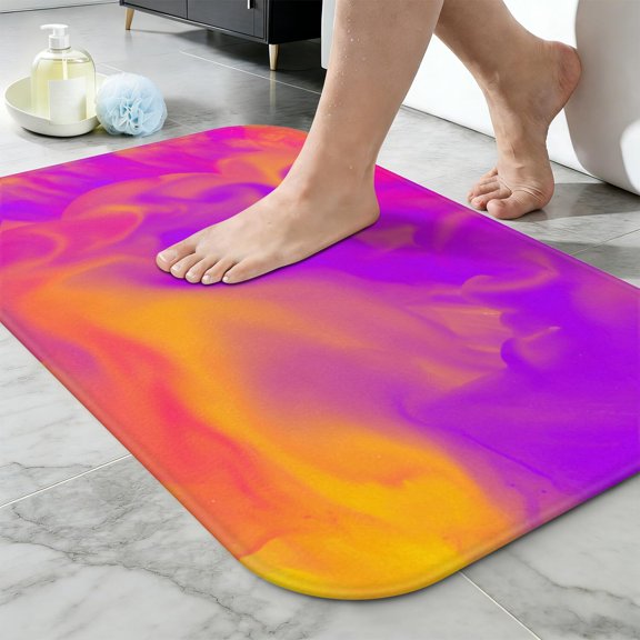 Ultra Soft Absorbent Bath Mat 20x31.5 Inch Fluid Smoke Aurora Art Style, Aurora Print