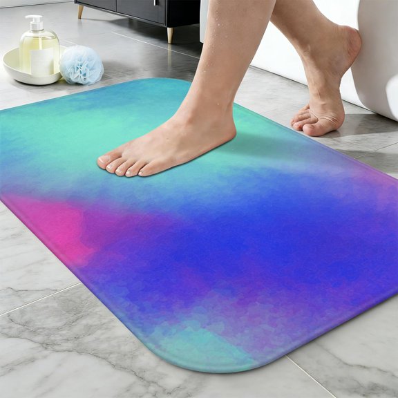 Ultra Soft Absorbent Bath Mat 20x31.5 Inch Fluid Smoke Aurora Art Style, Aurora Print
