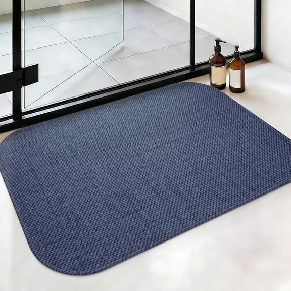 Ultra Soft Absorbent Bath Mat 20x31.5 Inch Fluid Smoke Aurora Art Style, Denim Jean Print