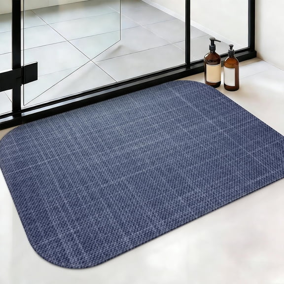 Ultra Soft Absorbent Bath Mat 20x31.5 Inch Fluid Smoke Aurora Art Style, Denim Jean Print
