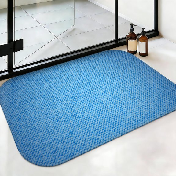 Ultra Soft Absorbent Bath Mat 20x31.5 Inch Fluid Smoke Aurora Art Style, Denim Jean Print