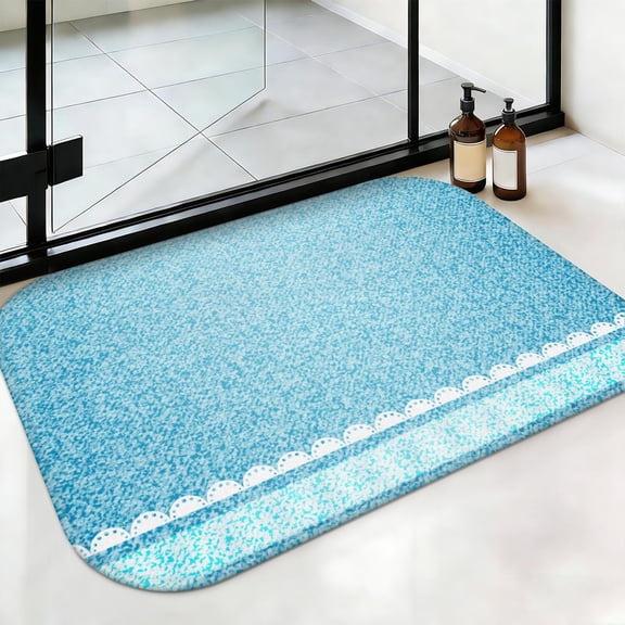 Ultra Soft Absorbent Bath Mat 20x31.5 Inch Fluid Smoke Aurora Art Style, Denim Jean Print