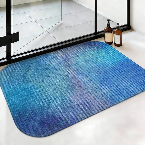 Ultra Soft Absorbent Bath Mat 20x31.5 Inch Fluid Smoke Aurora Art Style, Denim Jean Print