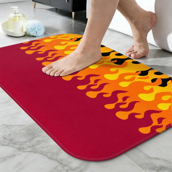 Ultra Soft Absorbent Bath Mat 20x31.5 Inch Fluid Smoke Aurora Art Style, Flame Fire Print